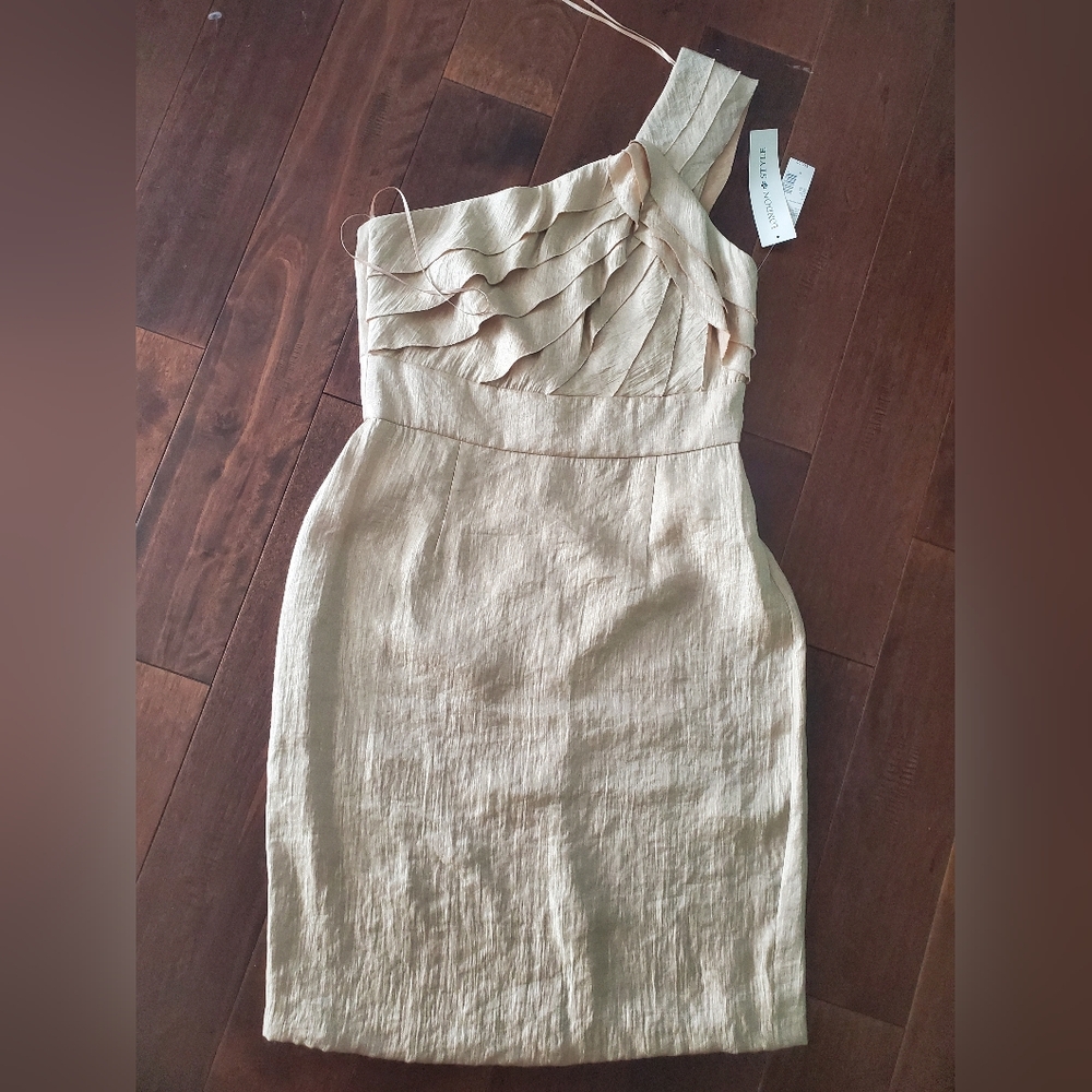 Cream color one shoulder evening dress size 10 women's new with tags by …